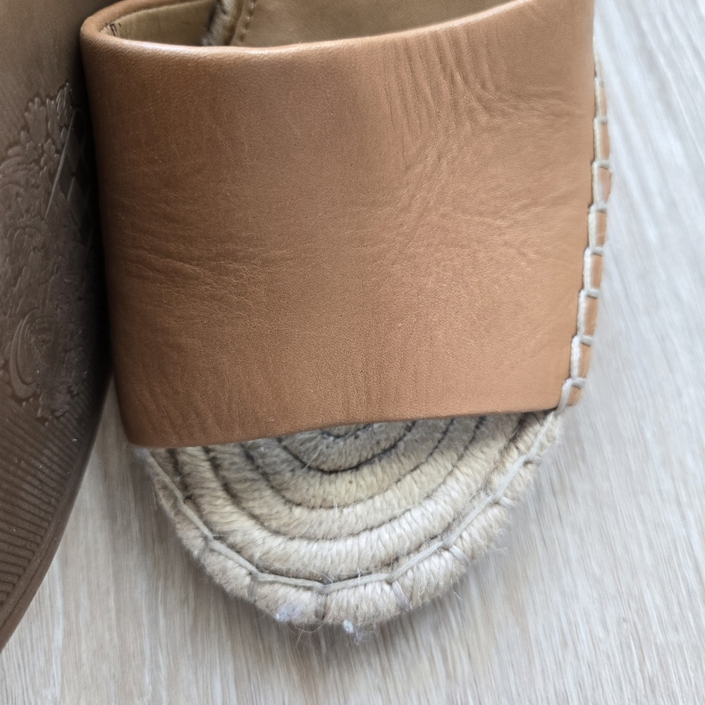 Vince Camuto Tan Brown Leather Espadrille Wedges Venerly Ankle Strap size 10 - Picture 5 of 16